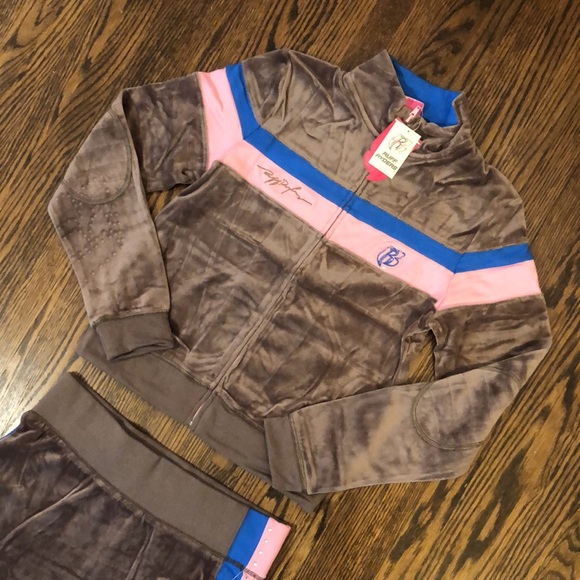BNWT Y2K Velour Ruff Ryders Skirt Set Track Suit with Rhinestones - Picture 2 of 15